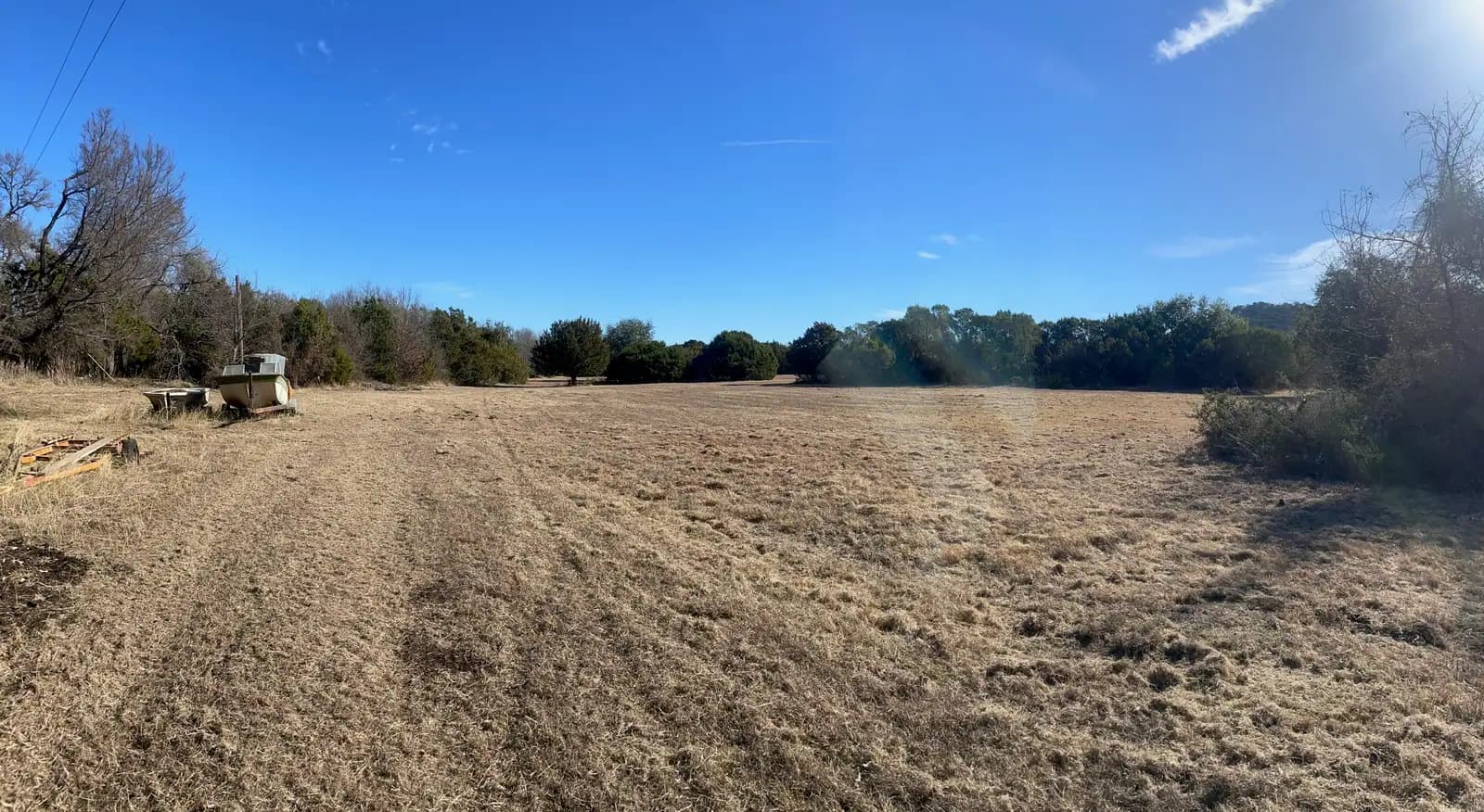 Brush hog mowing finished on an open pasture near Granbury, TX by Black Knuckle Land Management