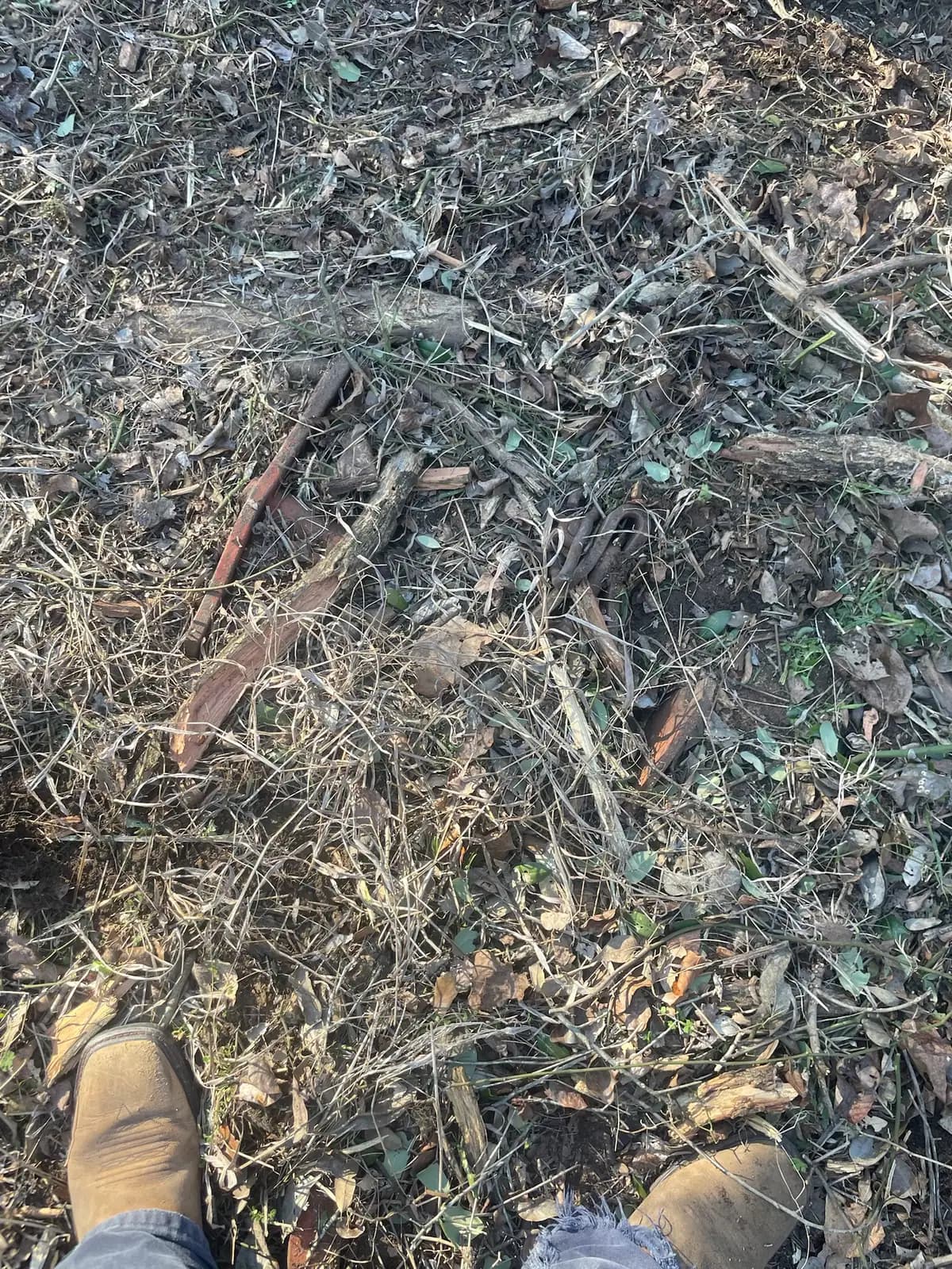 Close-up of the mulch layer left on the ground after forestry mulching in Granbury, TX